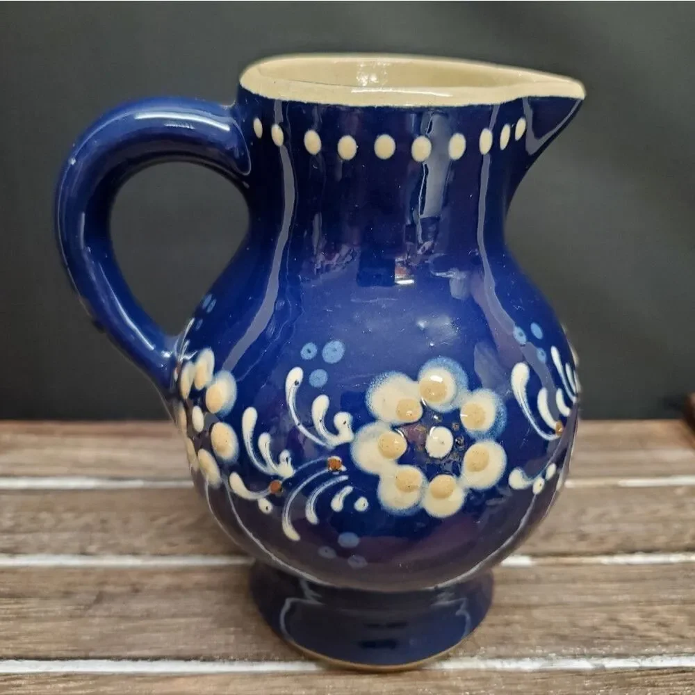 Vintage 1950-1960's Poland-Bunzlauer Style Ceramic Small Milk Cream Pitcher